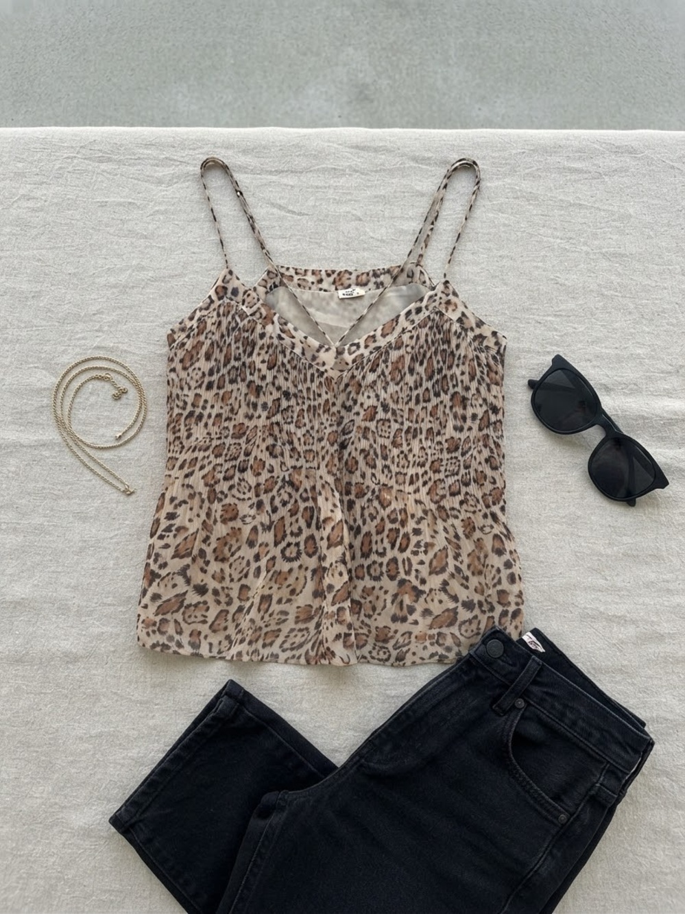 Hollister Leopard Print Spaghetti Strap Cami - Beige/Brown